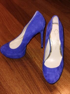 JS Blue Velvet Spike Heels